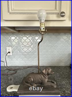Vintage Bronze Labrador Retriever Hunting Dog Sculpture Lamp Big Sky Carvers