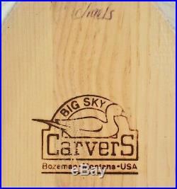 Vintage Carvers Big Sky Rare Carved Wooden Duck Decoy White with Black Tail