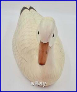 Vintage Carvers Big Sky Snow Goose Decoy Carved Wood Wooden White with Black