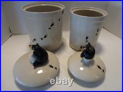 Vintage Ceramic Big Sky Carvers Barefoot Footprints 2 canisters 10.75T 1980's
