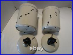 Vintage Ceramic Big Sky Carvers Barefoot Footprints 2 canisters 10.75T 1980's