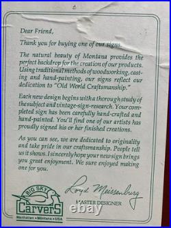 Vintage Hand Made Painted Wood Big Sky Carvers Montana Golf Golfer Sign Wall Art