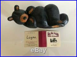 Vintage Jeff Fleming Signed Logan Bear Solid Wood Big Sky Bears Big Sky Carvers