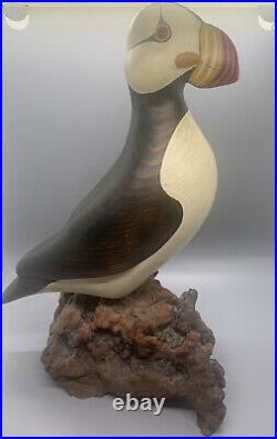Vintage PUFFIN on Driftwood BIG SKY CARVERS Life Sized 12 Duck Decoy SIGNED