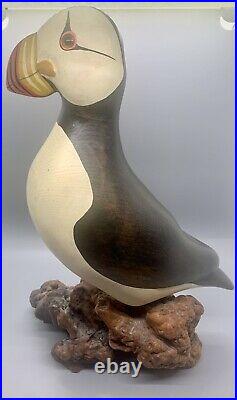 Vintage PUFFIN on Driftwood BIG SKY CARVERS Life Sized 12 Duck Decoy SIGNED