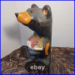 Vintage Rare Jeff Fleming Big Sky Carvers Black Bear 15Solid Wood Carving Art