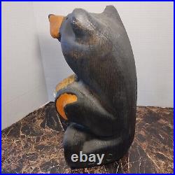 Vintage Rare Jeff Fleming Big Sky Carvers Black Bear 15Solid Wood Carving Art