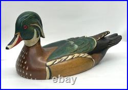Vintage Wood Duck Drake Decoy Ducks Unlimited Signed Kristy Jones 16