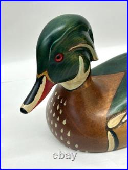 Vintage Wood Duck Drake Decoy Ducks Unlimited Signed Kristy Jones 16