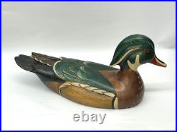 Vintage Wood Duck Drake Decoy Ducks Unlimited Signed Kristy Jones 16