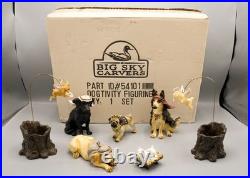 Vtg 2002 Big Sky Carvers Canine Dogtivity Dog Nativity 9 Piece Set with Box READ