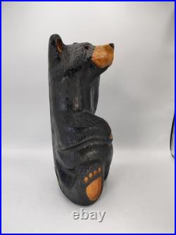 Vtg BSC Big Sky Carvers Jeff Fleming Solid Wood 12+ Waving Bear Sculpture Statue