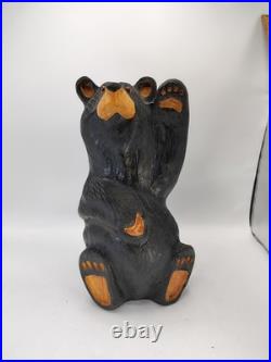 Vtg BSC Big Sky Carvers Jeff Fleming Solid Wood 12+ Waving Bear Sculpture Statue