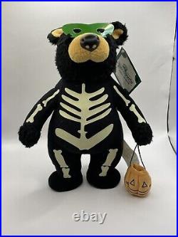 Vtg. Big Sky Carvers Barefoot Bones Plush Bear Halloween Decor Glows In Dark NWT