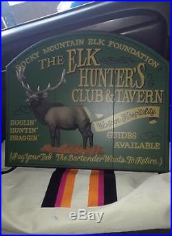 Vtg Big Sky Carvers Elk (THE ELK HUNTERS CLUB & TAVERN) Sign