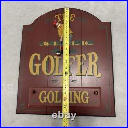 Vtg Big Sky Carvers Golf Sign Wall Art Hand Painted Wooden Pub Style Grandpacore