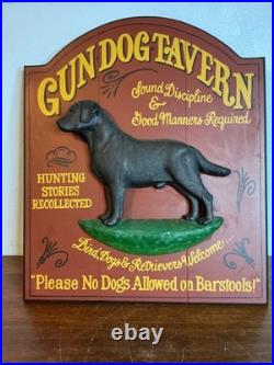 Vtg Big Sky Carvers Gun Dog Tavern Wood Sign 3D Golden Retriever Plaque 19 x 16