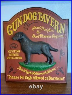 Vtg Big Sky Carvers Gun Dog Tavern Wood Sign 3D Golden Retriever Plaque 19 x 16
