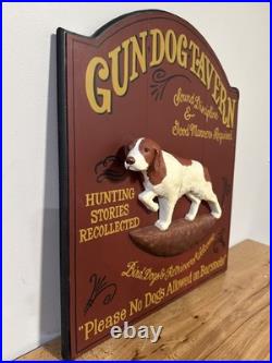 Vtg Big Sky Carvers Gun Dog Tavern Wood Sign 3D Hunting Setter Pointer Plaque