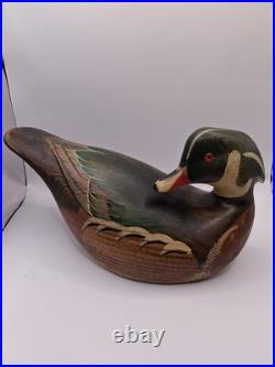 Vtg. Big Sky Carvers Hd. Crvd Wood Duck Drake Decoy Fig. W Turned Head. Heavy