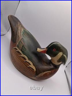 Vtg. Big Sky Carvers Hd. Crvd Wood Duck Drake Decoy Fig. W Turned Head. Heavy
