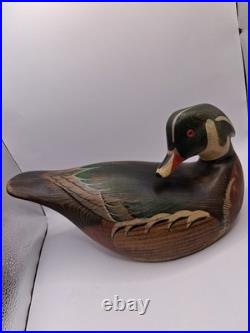 Vtg. Big Sky Carvers Hd. Crvd Wood Duck Drake Decoy Fig. W Turned Head. Heavy