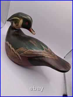 Vtg. Big Sky Carvers Hd. Crvd Wood Duck Drake Decoy Fig. W Turned Head. Heavy
