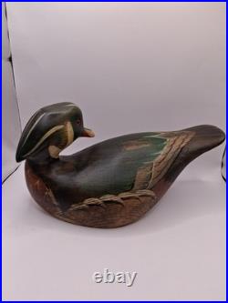 Vtg. Big Sky Carvers Hd. Crvd Wood Duck Drake Decoy Fig. W Turned Head. Heavy