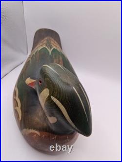 Vtg. Big Sky Carvers Hd. Crvd Wood Duck Drake Decoy Fig. W Turned Head. Heavy
