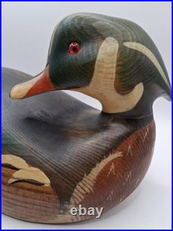 Vtg. Big Sky Carvers Hd. Crvd Wood Duck Drake Decoy Fig. W Turned Head. Heavy