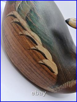 Vtg. Big Sky Carvers Hd. Crvd Wood Duck Drake Decoy Fig. W Turned Head. Heavy