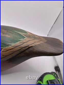 Vtg. Big Sky Carvers Hd. Crvd Wood Duck Drake Decoy Fig. W Turned Head. Heavy
