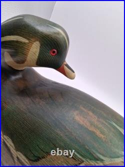 Vtg. Big Sky Carvers Hd. Crvd Wood Duck Drake Decoy Fig. W Turned Head. Heavy