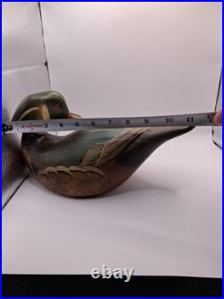 Vtg. Big Sky Carvers Hd. Crvd Wood Duck Drake Decoy Fig. W Turned Head. Heavy