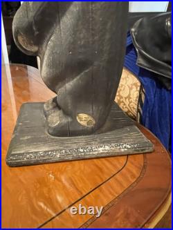 Vtg Big Sky Carvers Wooden Carved Golfing Bear Western Pine 20Montana No Club