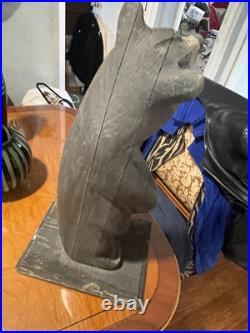 Vtg Big Sky Carvers Wooden Carved Golfing Bear Western Pine 20Montana No Club