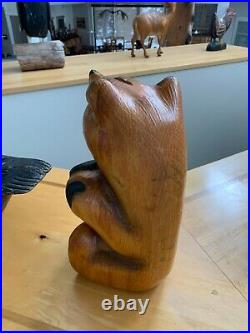 Vtg Hand Carved Wooden Bear / Big Sky Carvers