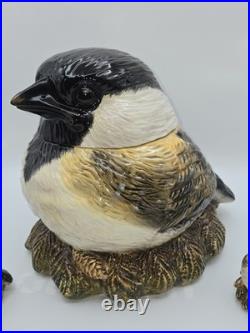 Vtg Rare Fat Chickadee Cookie Jar/Baby Chick's Salt/Pepper, Big Sky Carvers, VGC