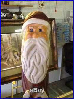 WOOD CARVING Big Sky Rare Retired Carvers 25 Tall SANTA Holding Fish Trout