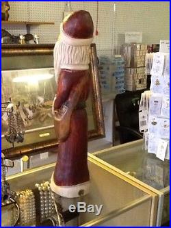 WOOD CARVING Big Sky Rare Retired Carvers 25 Tall SANTA Holding Fish Trout