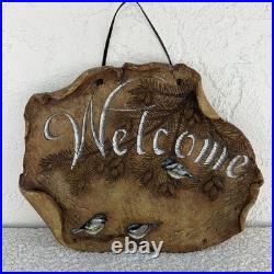 Welcome Plaque Sign Big Sky Carvers Jane Shull Beasley Chickadee Cabin Rustic