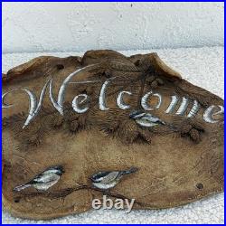 Welcome Plaque Sign Big Sky Carvers Jane Shull Beasley Chickadee Cabin Rustic