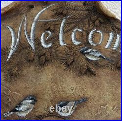 Welcome Plaque Sign Big Sky Carvers Jane Shull Beasley Chickadee Cabin Rustic