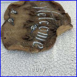 Welcome Plaque Sign Big Sky Carvers Jane Shull Beasley Chickadee Cabin Rustic