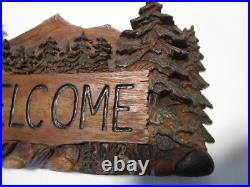 Welcome Wall Plaque Big Sky Carvers Cabin décor Moose Forest signed 10.75 L