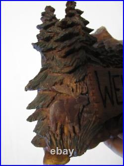 Welcome Wall Plaque Big Sky Carvers Cabin décor Moose Forest signed 10.75 L