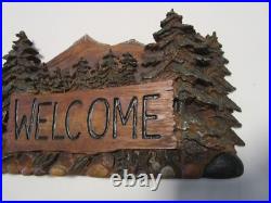 Welcome Wall Plaque Big Sky Carvers Cabin décor Moose Forest signed 10.75 L