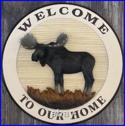 Welcome to Our Home Wood Moose Sign 17 Meissenburg Designs Big Sky Carvers