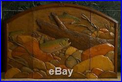 William Herrick Big Sky Carvers Trout Stream Carved Fireplace Cover