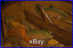 William Herrick Big Sky Carvers Trout Stream Carved Fireplace Cover